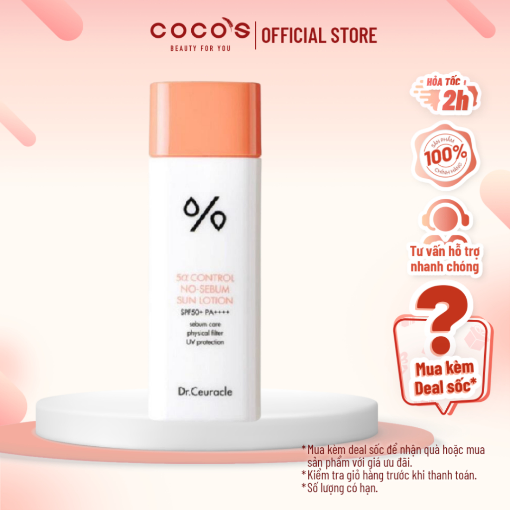 Kem Chống Nắng 5alpha Kiểm Soát Dầu Control No-Sebum Dr.Ceuracle 50ml