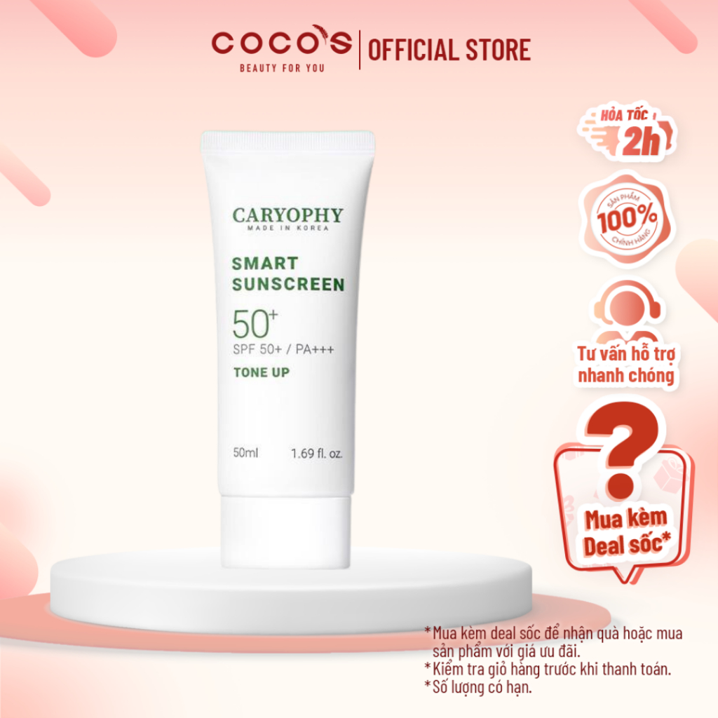 Kem Chống Nắng Phục Hồi Da Tổn Thương Caryophy Smart Sunscreen Tone Up 50ml