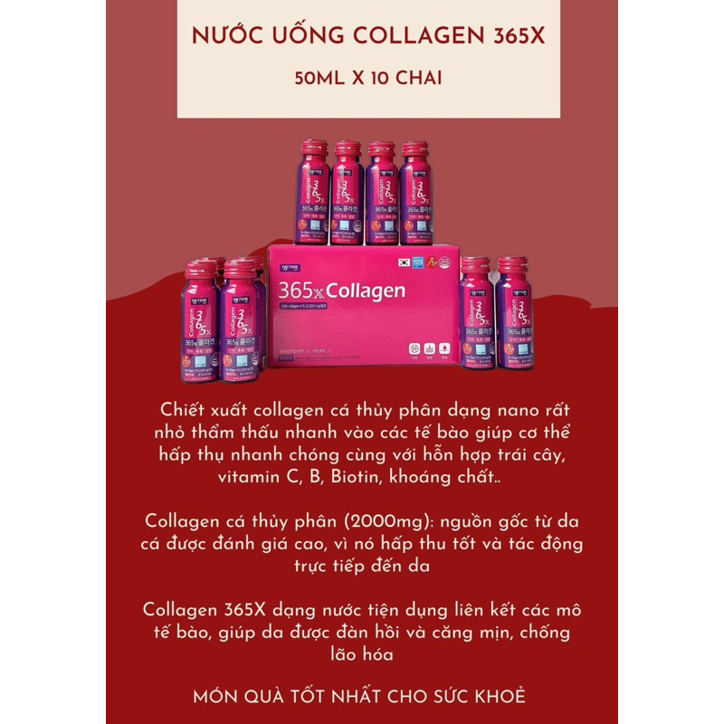 NƯỚC UỐNG COLLAGEN 365X HÀN QUỐC ĐẸP DA CHỐNG LÃO HOÁ