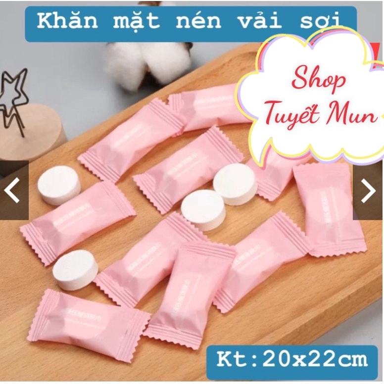 Combo Túi 50 viên Khăn lau mặt dạng nén, khăn mặt khô tiện lợi .