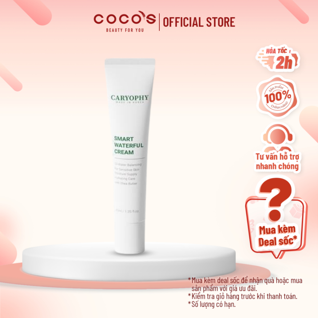 Kem dưỡng Caryophy cấp nước và phục hồi da mịn - Caryophy Smart Waterful Cream 40ml