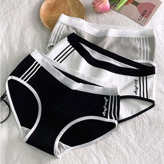 Quần lót nữ cotton cạp vừa ôm dáng - Quần chip nữ viền sọc cá tính, đáy may không cộm ZANABRA L520