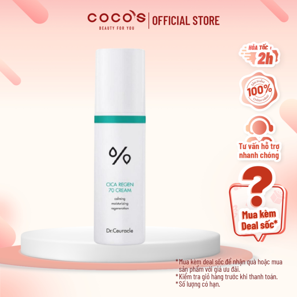 Kem Dưỡng Thuần Chay Chiết Xuất Rau Má Phục Hồi Cica Regen Cream Dr.Ceuracle 70ml