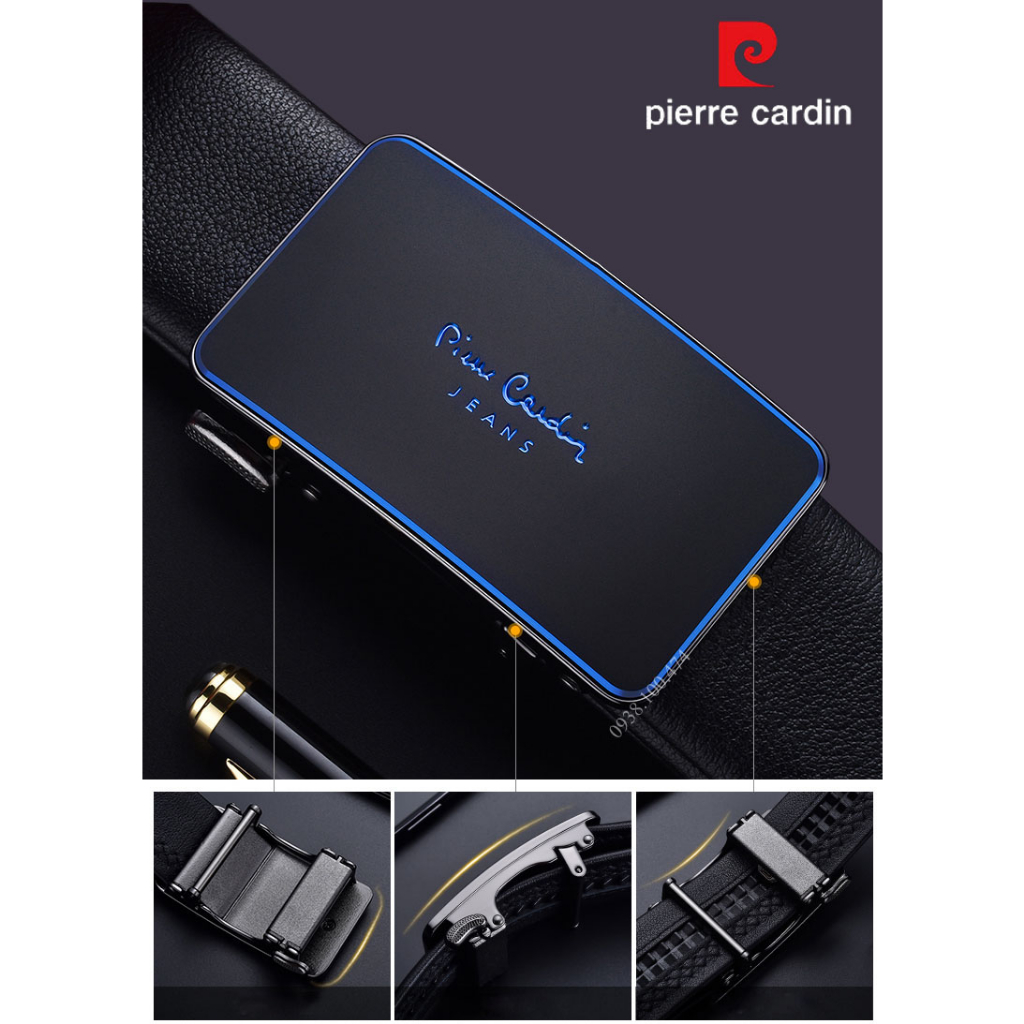Thắt lưng Pierre Cardin chính hãng dây da bò xịn khóa rút tự động giấu dây PCJ0011