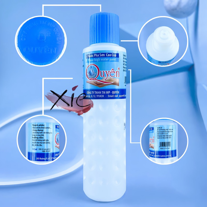 Nước pha sơn thường Quyên chính hãng - Nước làm loãng sơn thường bị đặc 125ml 💅🏻