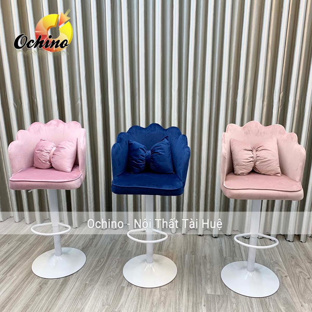 Ghế Livestream, Ghế Quầy Bar Chân Trắng Tùy Chỉnh Độ Cao Từ 60-80Cm Mẫu Vương Miện Bền Đẹp (Có Sẵn)