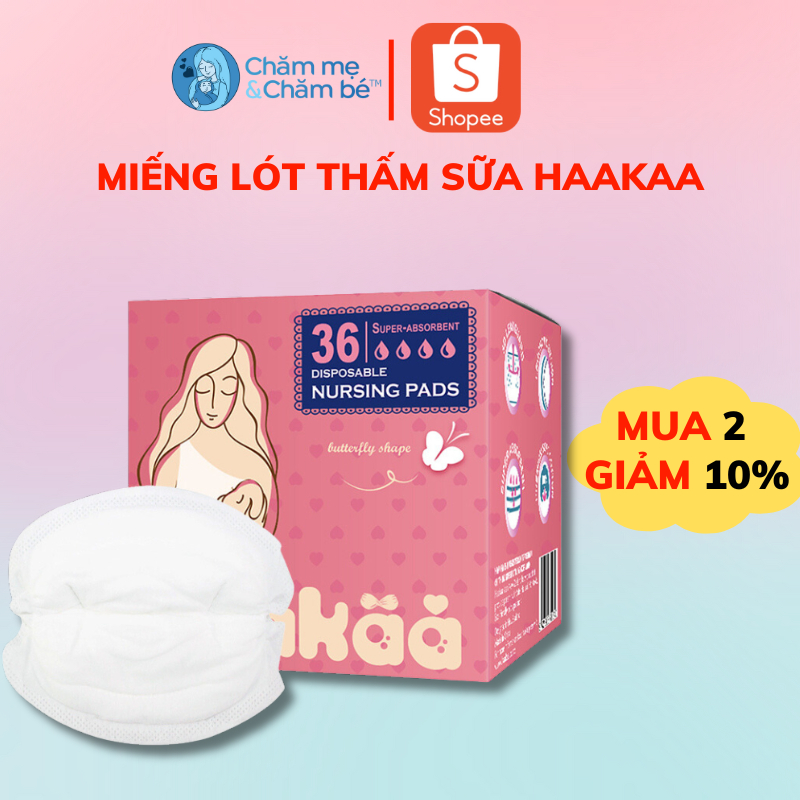 Miếng Lót Thấm Sữa Haakaa Hộp 36 Miếng. Ngăn Ngừa rỉ sữa Kín Đáo Cao Cấp Mềm Mại Bảo Vệ Ti Mẹ