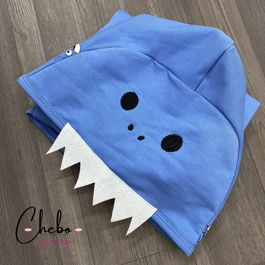 Áo choàng nắng cho bé trai bé gái họa tiết cá mập xanh siêu hot hàng Quảng Châu xịn sò chất cotton thấm hút mồ hôi