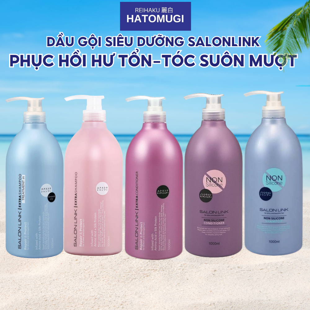 Dầu gội xả dưỡng tóc phục hồi tóc hư tổn Kumano Salon link Extra Shampoo 1000ml nhiều loại - Hatomugi