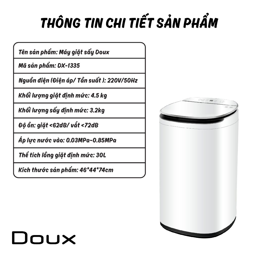 Máy giặt đồ em bé 3in1 Hàn Quốc mini Doux/ Doux Lux/ Doux Sấy