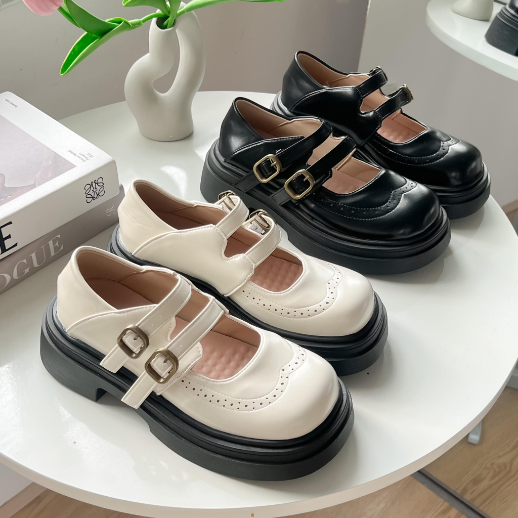 Giày búp bê nữ - C79 - GoBe - Màu đen và kem