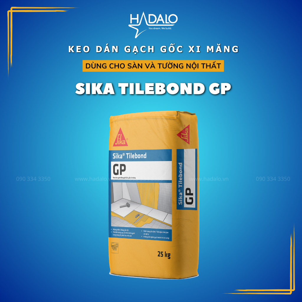 Sika Tilebond GP – Keo dán gạch ceramic, gạch đồng chất, khu vực nội thất – 25kg