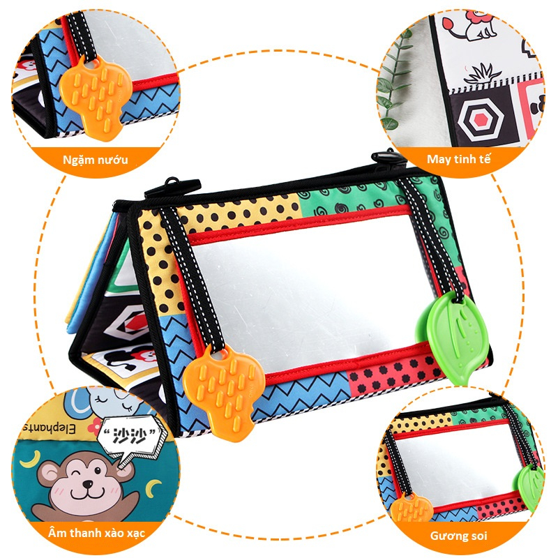 Thảm phát triển thị giác, đồ chơi phản chiếu, đồ chơi Tummy Time cho bé Aipinqi