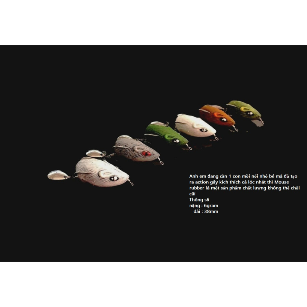 Mồi câu cá lóc chuột hơi Mouse rubber 6gram Hita lure
