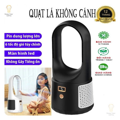 Quạt Tích Điện Không Cánh Để Bàn Energy Green Lighting QB-E1 -  6 Tốc Độ Gió - Màn Hình LED Đa Chức Năng - Bảo Hành 1Năm