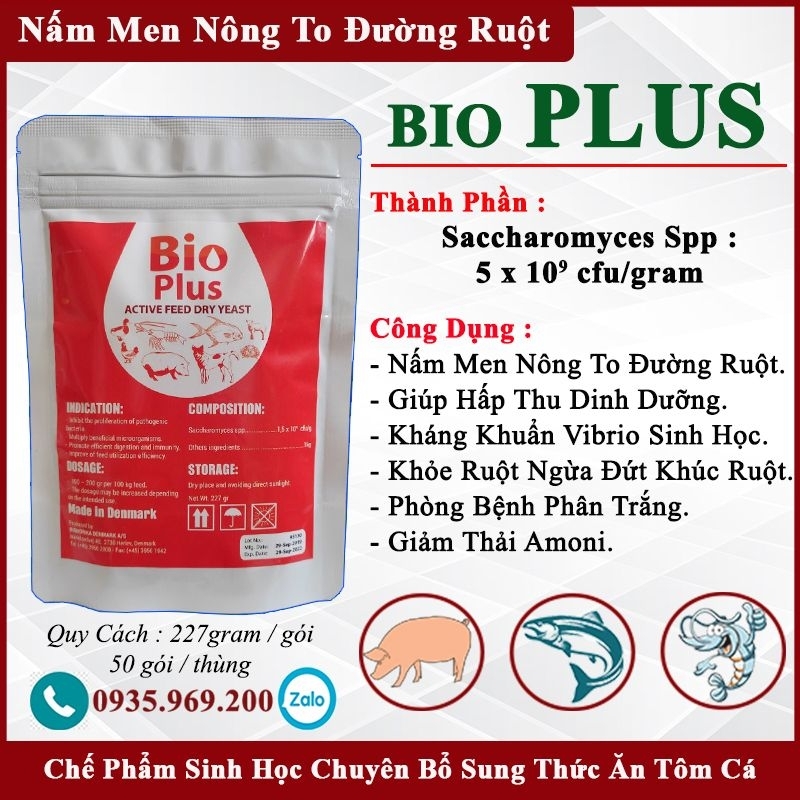 Men tiêu hóa Tôm cá Bio Plus, bổ sung nấm men giúp nông to đường ruột , ngăn ngừa các bệnh đường ruột . Gói 227gram