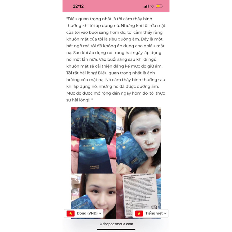 Mặt nạ dưỡng ẩm collagen Mikimoto
