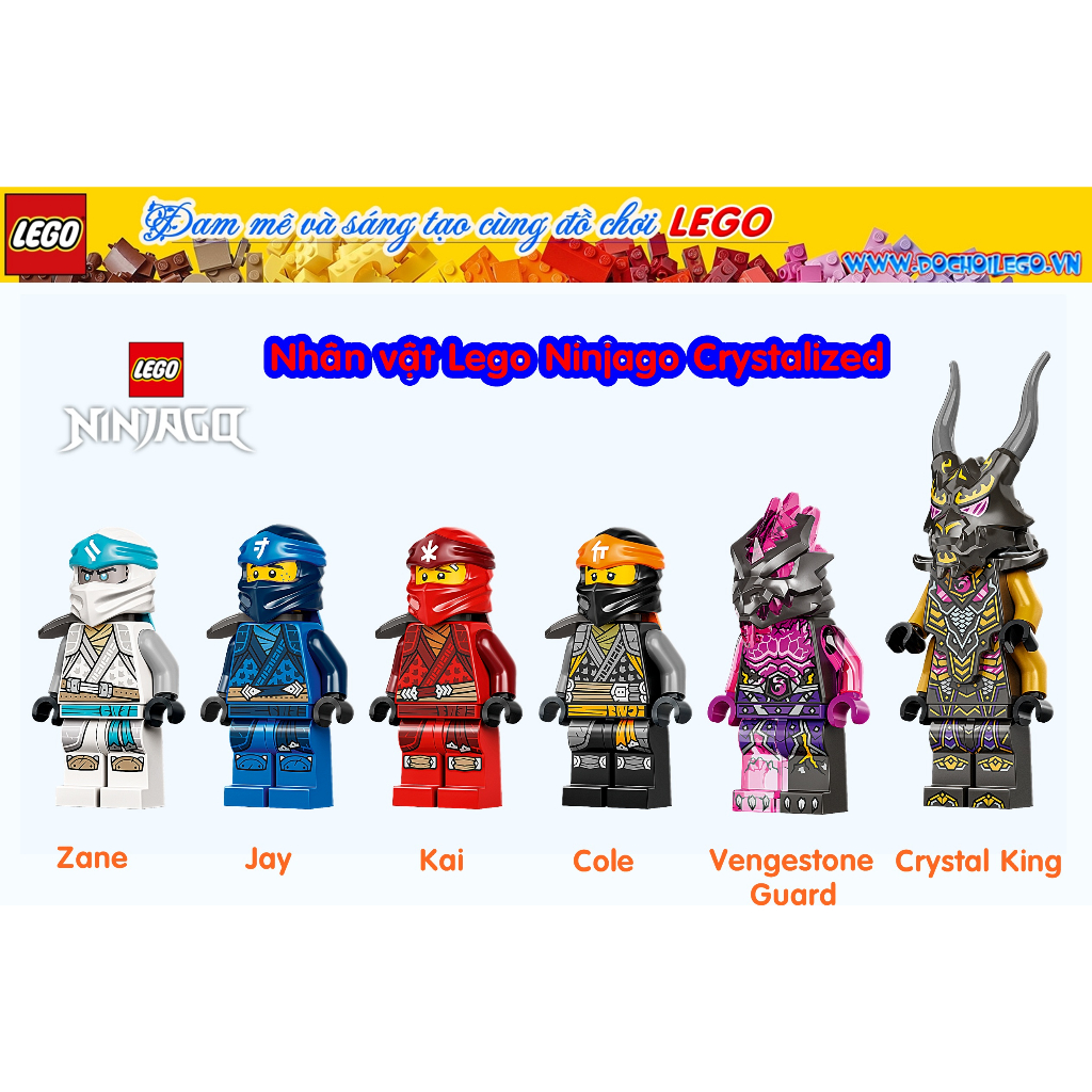 Cole, Kai, Zane, Jay, Lloyd, Crystal King / Overlord - 4 Arms - Nhân vật trong đồ chơi lắp ráp Iego Ninjago Crystalized