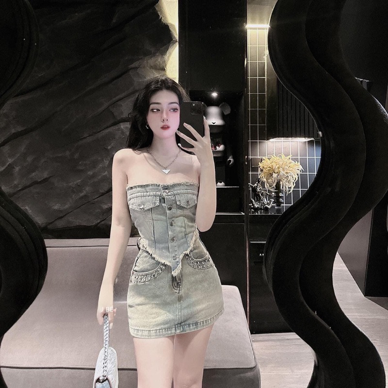 Áo jeans bò quây có chun lưng hàng Quảng Châu