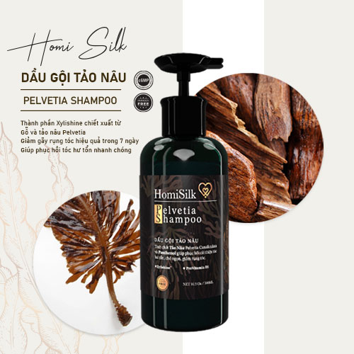 Combo Dầu Gội Tảo Nâu- Sữa Tắm Dưỡng Thể - Tóc Chắc Khỏe- Da Sáng Mịn- 500ml- Homi Silk