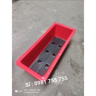 Máng Nuôi cá,chậu nhựa đỏ thông minh trồng rau, trồng hoa, hình chữ nhật,kích thước 48x20x16cm