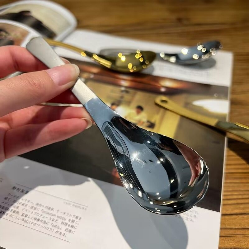 Muỗng Súp Inox, Thìa Phở Bằng Thép Không Gỉ Cán Dày Sáng Bóng