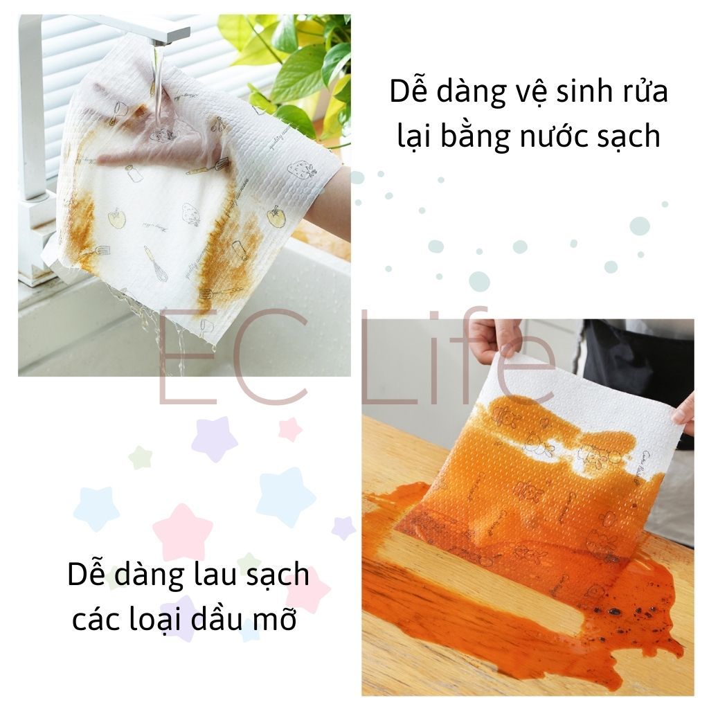 Cuộn giấy lau bếp, khăn lau bếp đa năng siêu thấm hút có thể tái sử dụng EC Life 0819