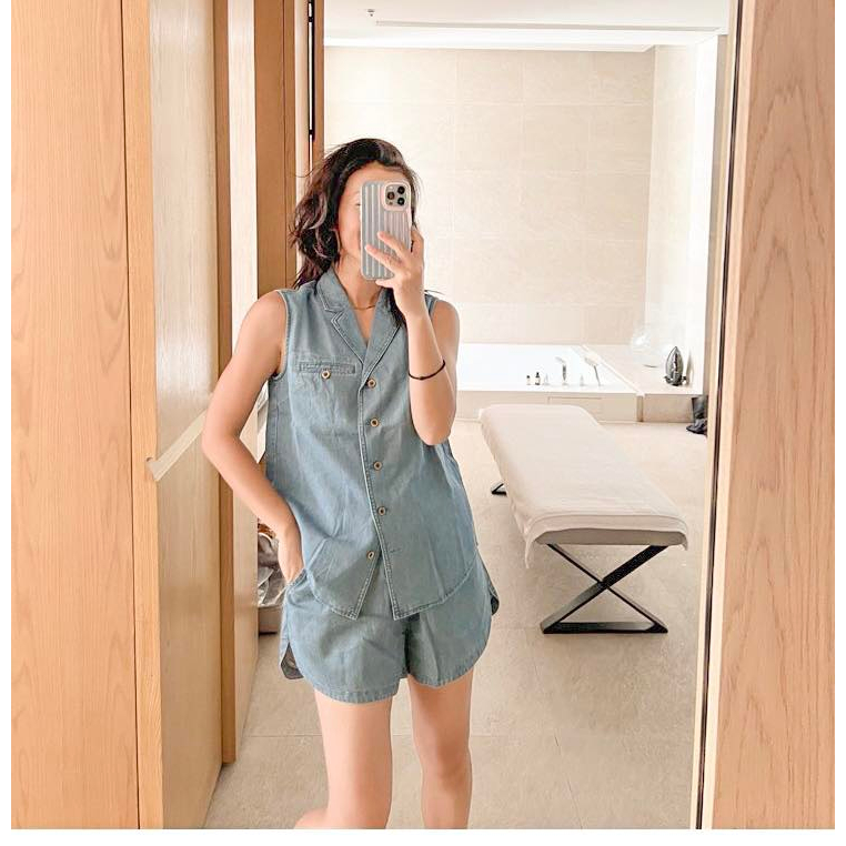 Set bộ denim bò giấy SV132