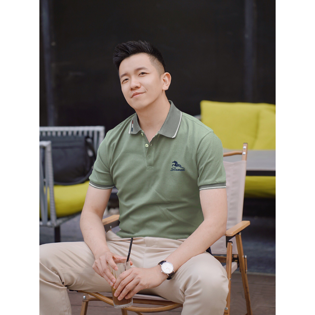 Áo Polo nam cao cấp cổ bẻ  SIXMEN Mã Đáo Thành Công - Xám Bơ - Polo vải cá sấu cotton CVC Thoáng mát