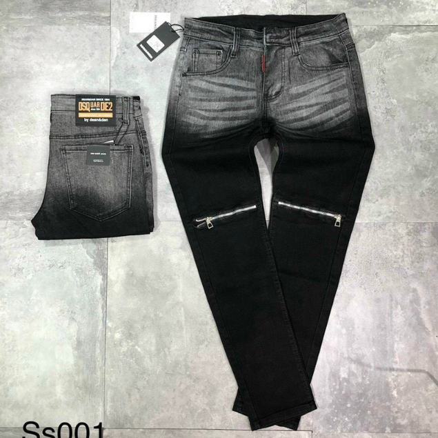 quần bò jean nam dài đen xám khóa gối đẹp kiểu,form slimfit chất jean co giãn tốt thời trang