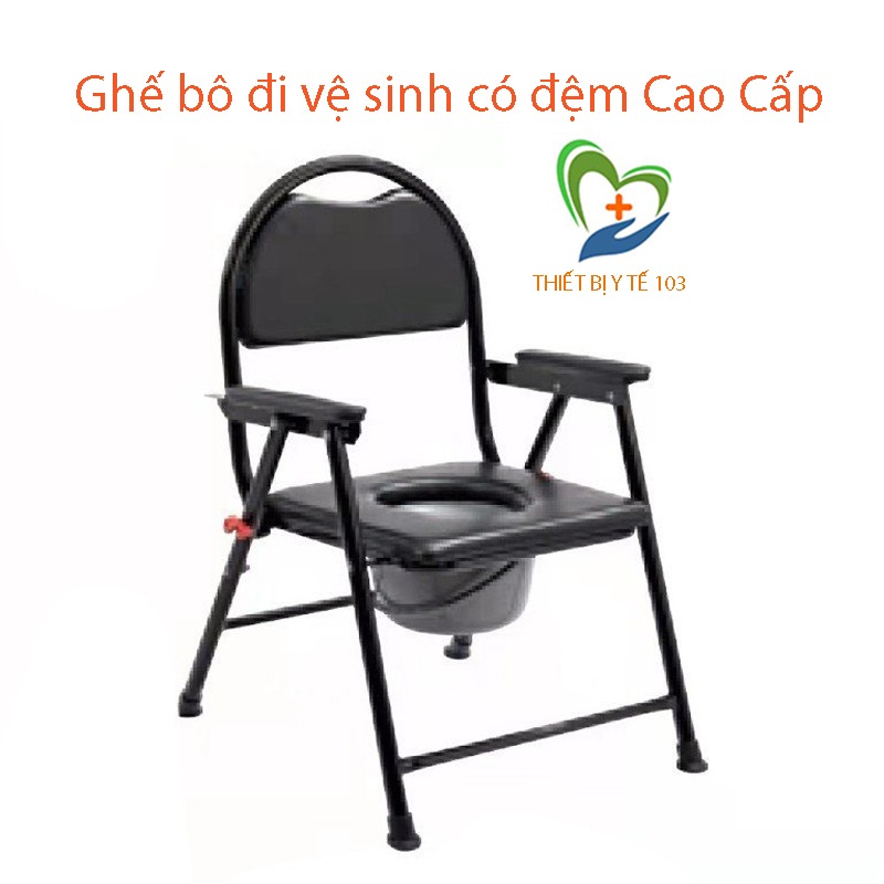 Ghế bô đi vệ sinh cho người già, ghế bô đi vệ sinh có đệm cho người liệt giường hàng chính hãng bảo hành 12 tháng