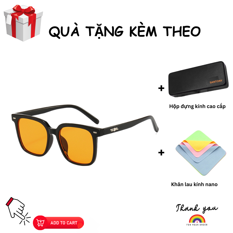Kính mát gọng vuông SANTONY thiết kế ulzzang nhiều màu sắc cá tính dành cho nam nữ