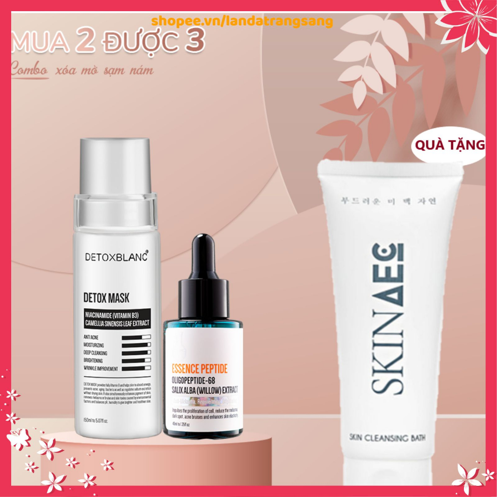 Bội đôi loại bỏ nám tàn nhang dưỡng trắng da Detoxblanc(Detox mask 150ml+Serum essence peptide 40ml)