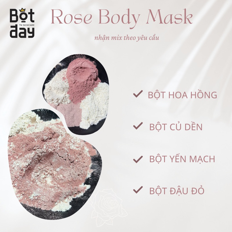 BỘT tắm trắng HOA HỒNG 500gr - HANDMADE BỘT ĐÂY