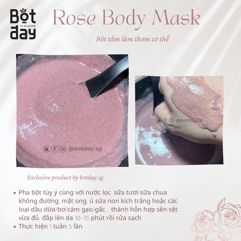 BỘT tắm trắng HOA HỒNG 500gr - HANDMADE BỘT ĐÂY