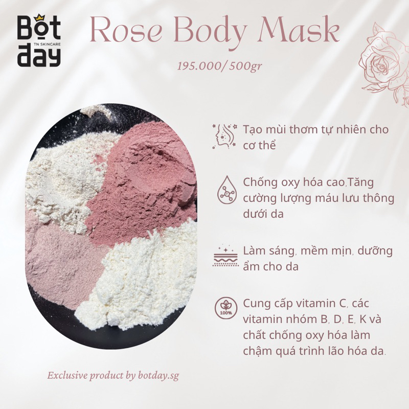 BỘT tắm trắng HOA HỒNG 500gr - HANDMADE BỘT ĐÂY