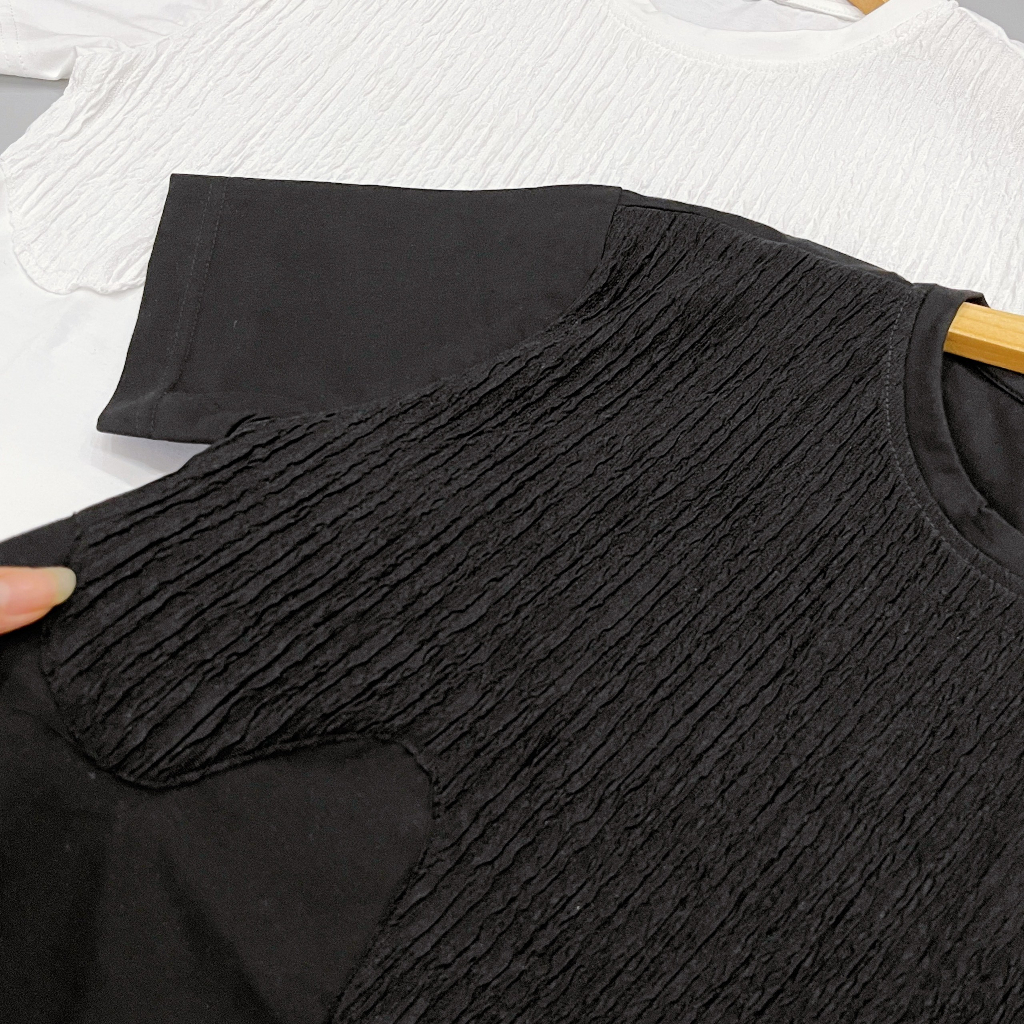 Áo thun nam cổ tròn, áo cổ tròn tay ngắn phối họa tiết nổi bông hoa, thời trang phong cách chất cotton thoáng mát