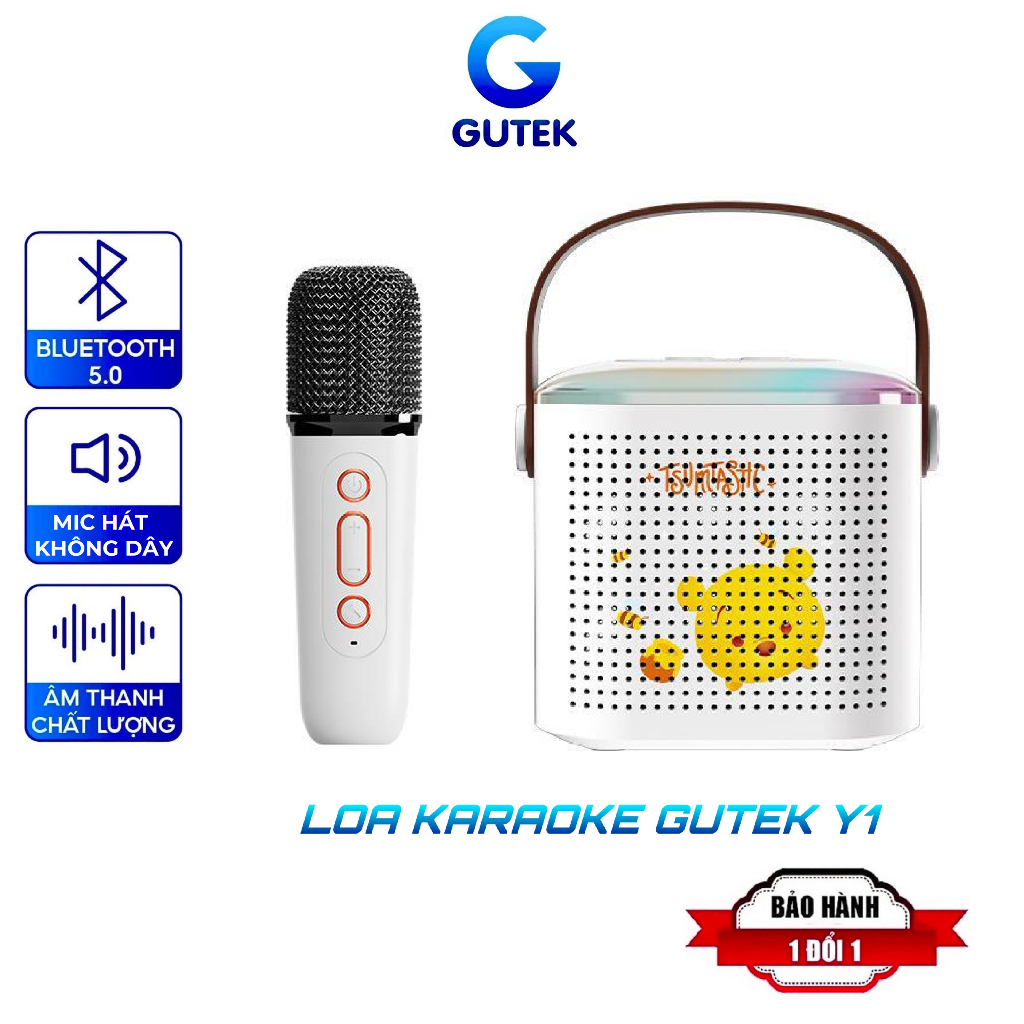 Loa bluetooth mini karaoke kèm mic Gutek Y1 không dây công suất 5W âm thanh chất lượng