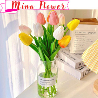COMBO 10 BÔNG Hoa tulip Hoa giả Phụ kiện chụp ảnh, Decor quán cafe - Mina Flower