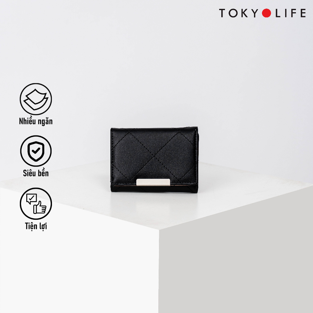 Ví nữ mini TOKYOLIFE thiết kế basic dáng ngắn ví gập nhiều ngăn tiện lợi chất liệu da PU cao cấp C9WAL005K