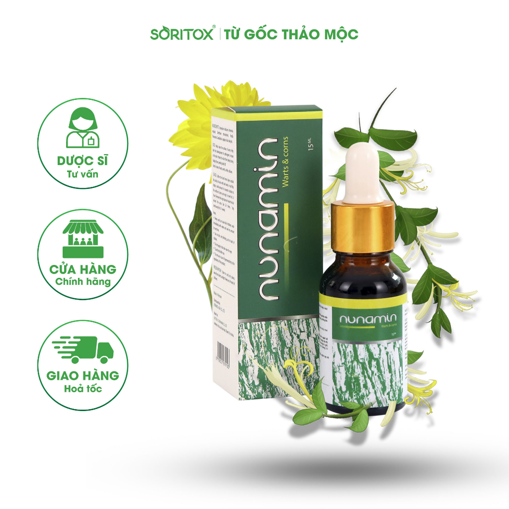 Nunamin Serum 15ML - Cho da Mụn cóc, Mụn cơm, Mắt cá chân, Chai chân, Mụn thịt, Mụn ruồi chiết suất từ thảo mộc Việt