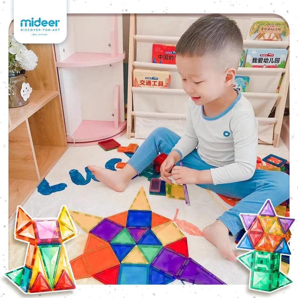 Xếp Hình Nam Châm Ánh Sáng Colorful Magnetic Tiles Mideer