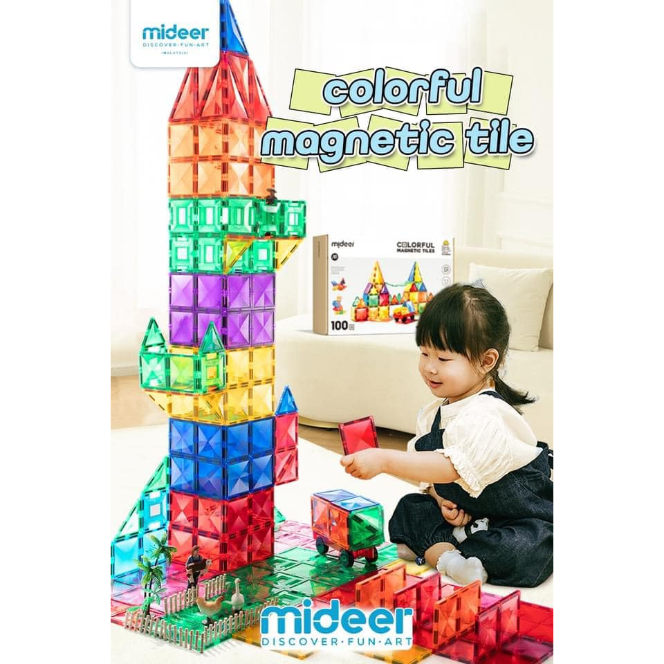 Xếp Hình Nam Châm Ánh Sáng Colorful Magnetic Tiles Mideer
