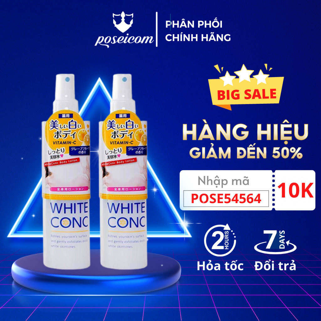 Xịt dưỡng trắng da toàn thân White Conc Vitamin C 245ml POSEICOM XDD01