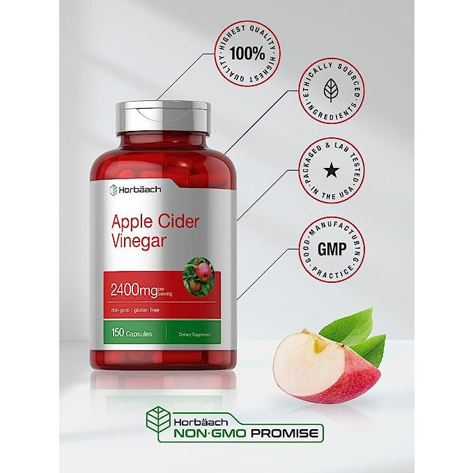 Horbaach Apple Cider Vinegar 2400mg viên uống giấm táo hỗ trợ giảm cân 150 viên
