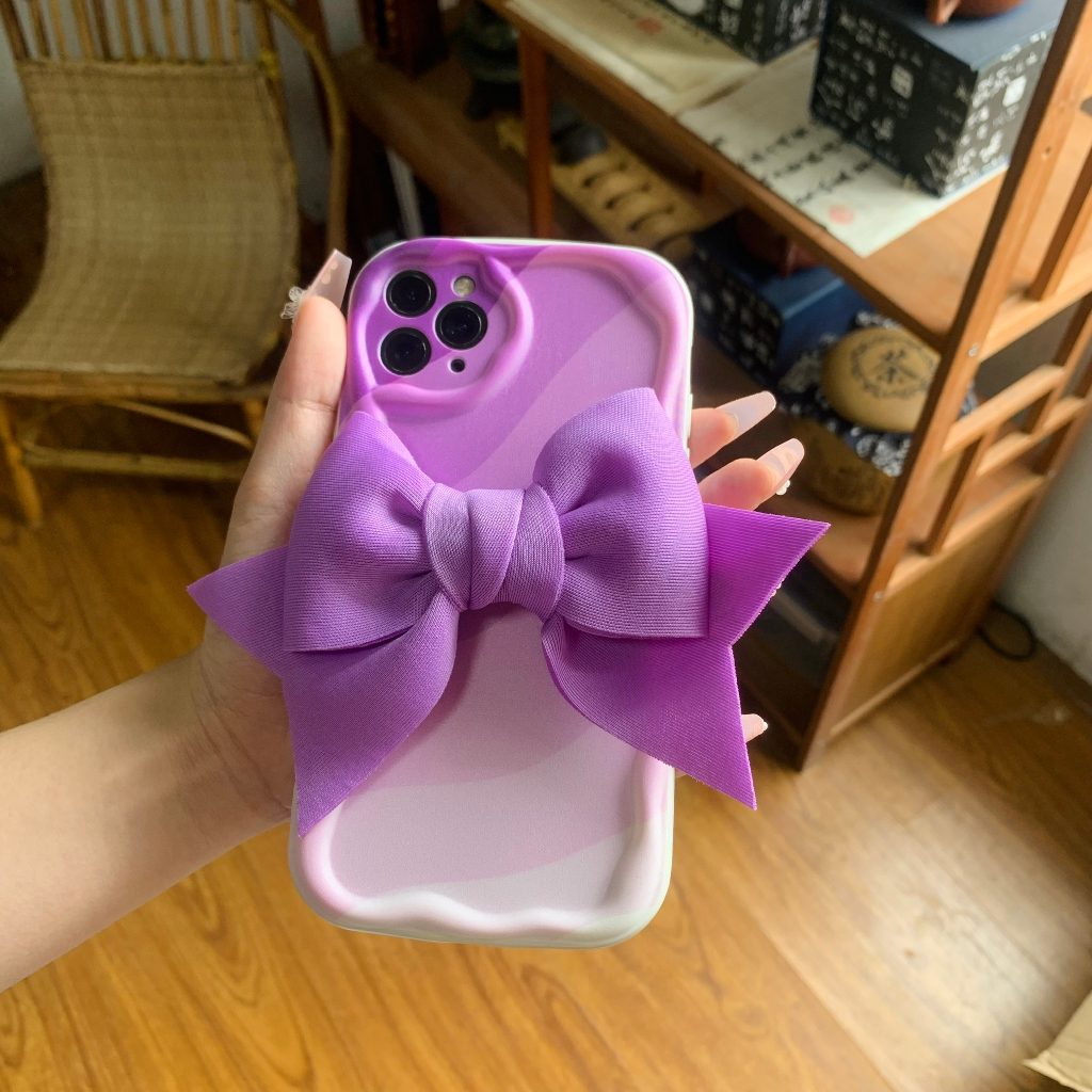 Ốp lưng iphone Nơ tím mộng mơ ốp sóng dẻo ip /6s/6splus/7/7plus/8/8plus/x/xs/11/12/13/14/pro/max/ xx1510
