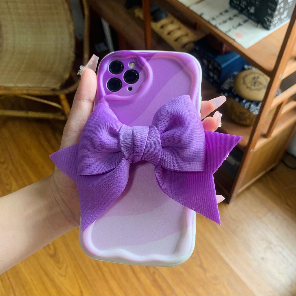 Ốp lưng iphone Nơ tím mộng mơ ốp sóng dẻo ip /6s/6splus/7/7plus/8/8plus/x/xs/11/12/13/14/pro/max/ xx1510