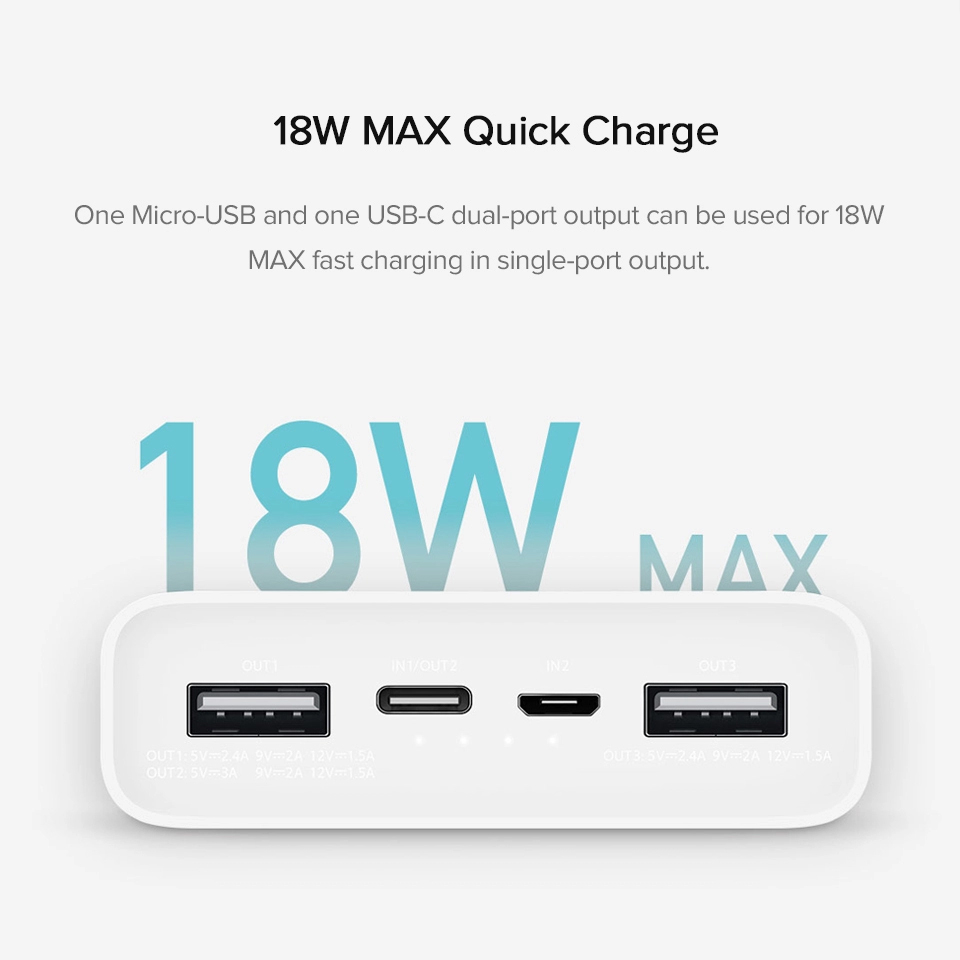 Pin sạc dự phòng Xiaomi 20000mah gen 3 PLM18ZM hỗ trợ sạc nhanh QC 3.0 và sạc PD 18W