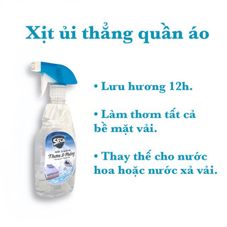 Xịt thơm, phẳng quần áo spca 450ml, giúp làm thơm, ủi phẳng, khử trùng, khử mùi ẩm mốc, lưu hương lên tới 12h