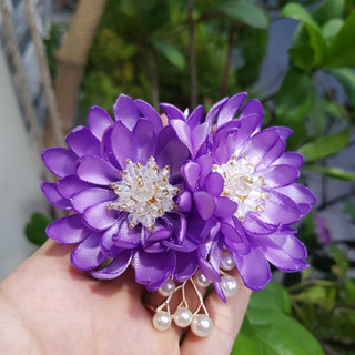 Hoa cài áo handmade cao cấp - Cài áo hoa cúc đôi màu paster